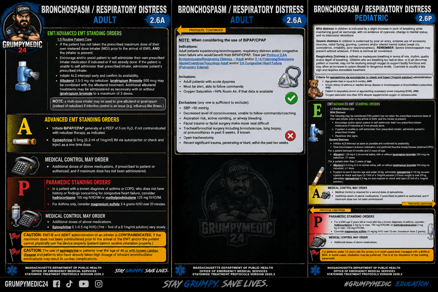 GrumpyMedic adult and pediatric bronchospasm respiratory distress protocol reference